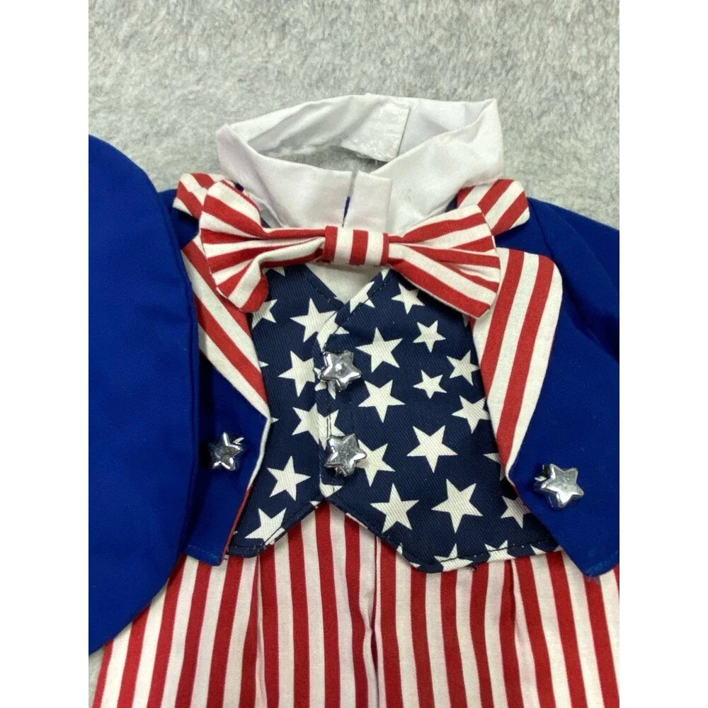 Unbranded Uncle Sam Doll Outfit Costume Blue Red White Good Patriotic Stars - Picture 2 of 9